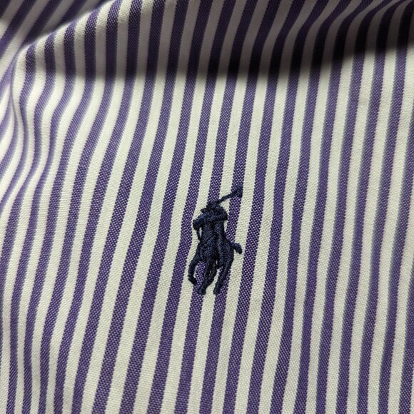 Ralph Lauren Men's 15 32 Yarmouth Purple Pinstripe Long Sleeve Button Down Shirt - Picture 4 of 4